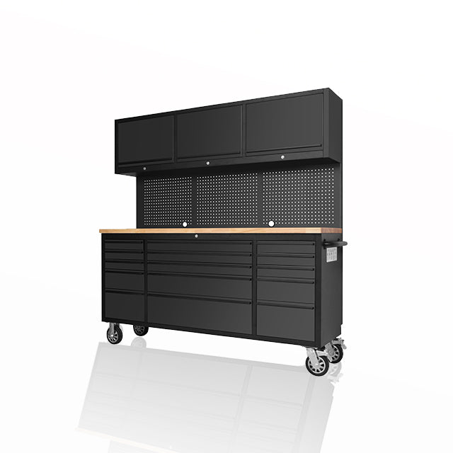 HYXION 72" BLACK TOOL CHEST (15 DRAWERS, 3 CABINETS)