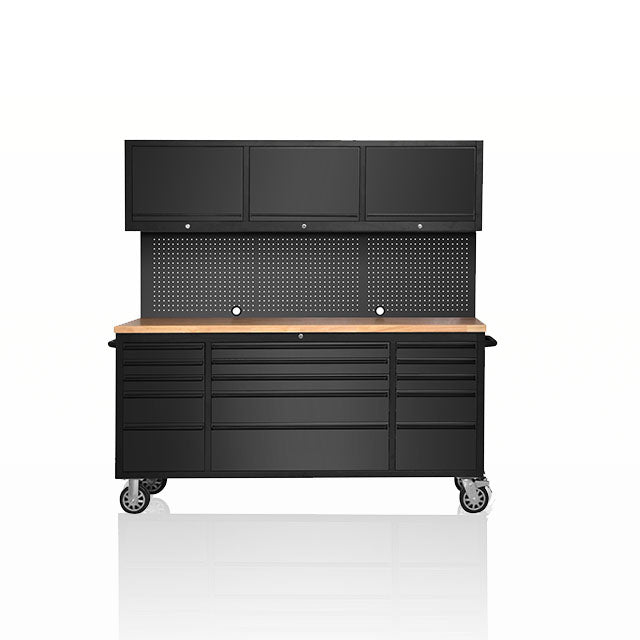 HYXION 72" BLACK TOOL CHEST (15 DRAWERS, 3 CABINETS)