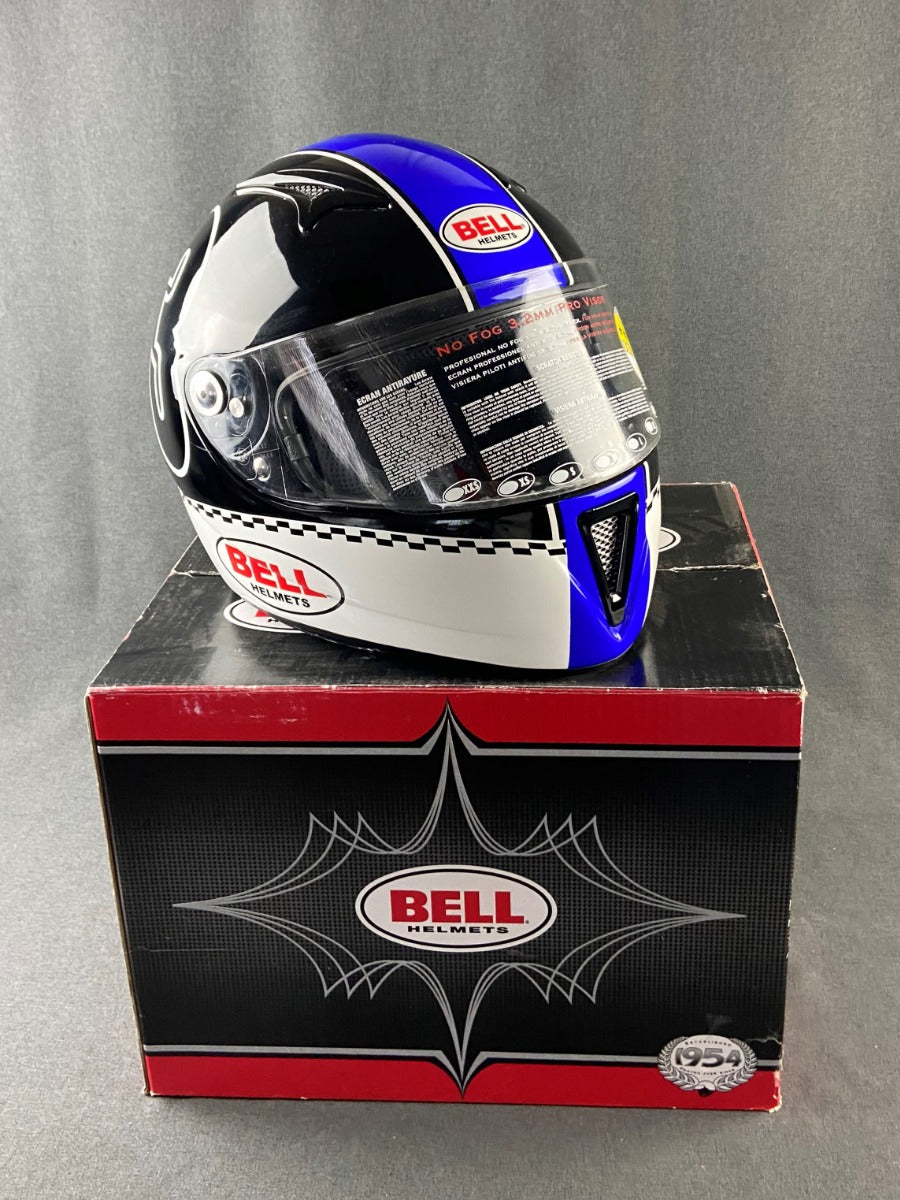 BELL HELMET BLACK WHITE AND BLUE