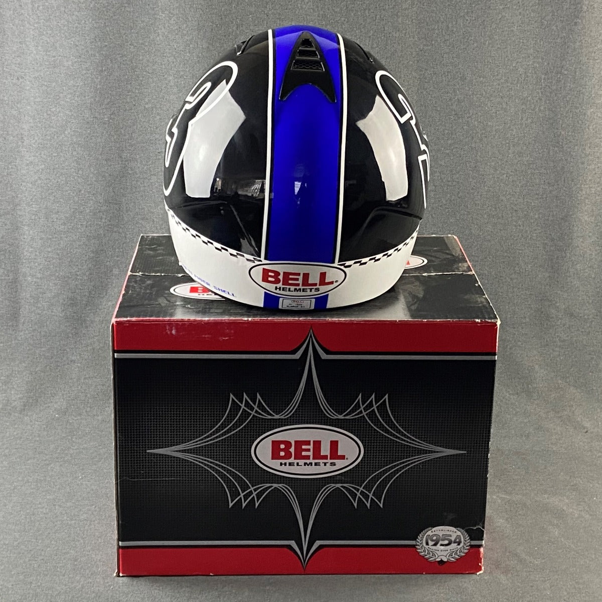 BELL HELMET BLACK WHITE AND BLUE