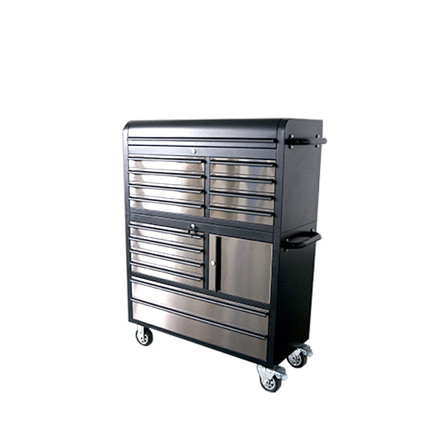 HYXION 41" BLACK/STAINLESS TOOL CHEST (15 DRAWERS, 1 CABINET)