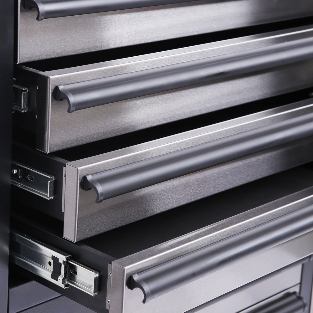 HYXION 41" BLACK/STAINLESS TOOL CHEST (15 DRAWERS, 1 CABINET)