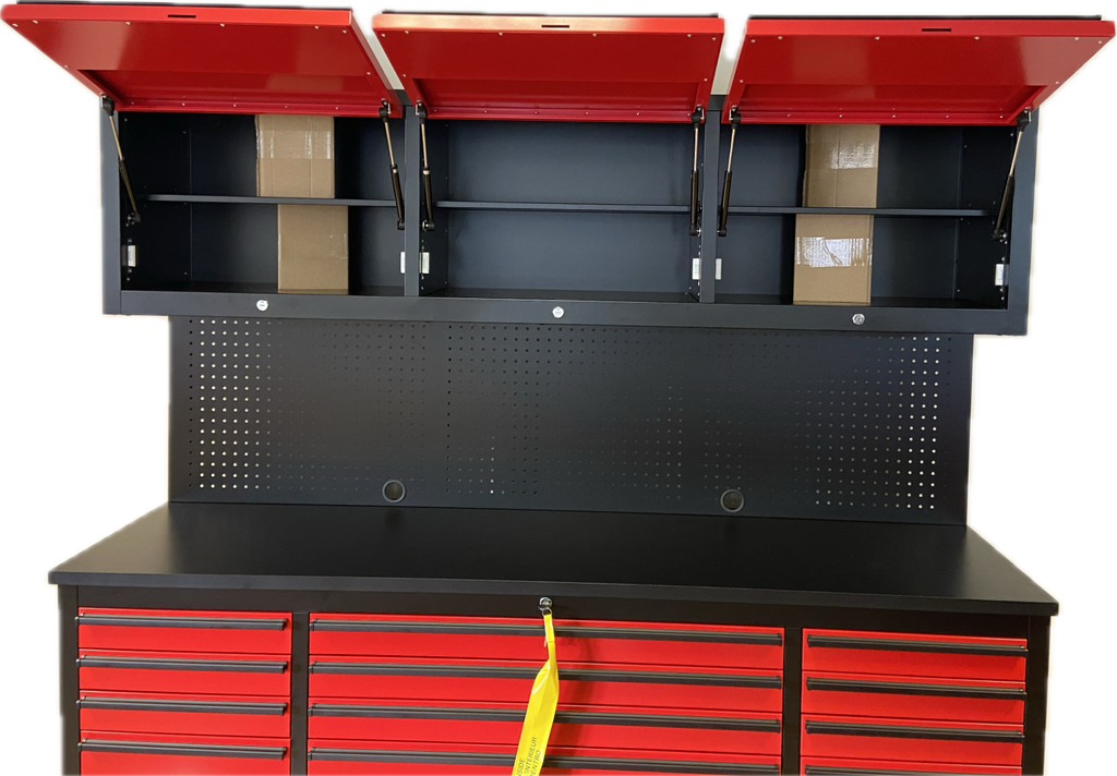 HYXION 72" BLACK/RED TOOL CHEST (15 DRAWERS, 3 CABINETS)