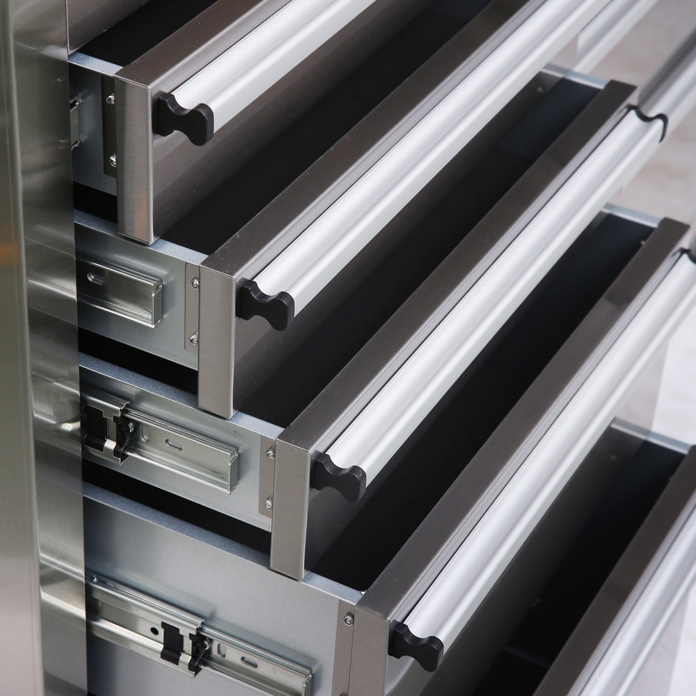 HYXION 72" STAINLESS STEEL TOOL CHEST (15 DRAWERS, 3 CABINETS)