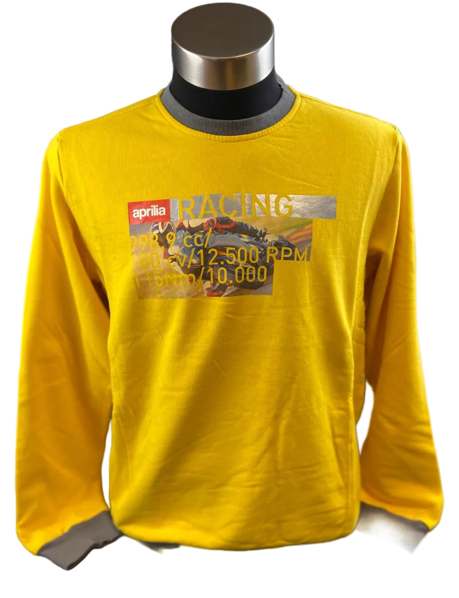APRILIA MENS RACING CREW SWEATSHIRT YELLOW